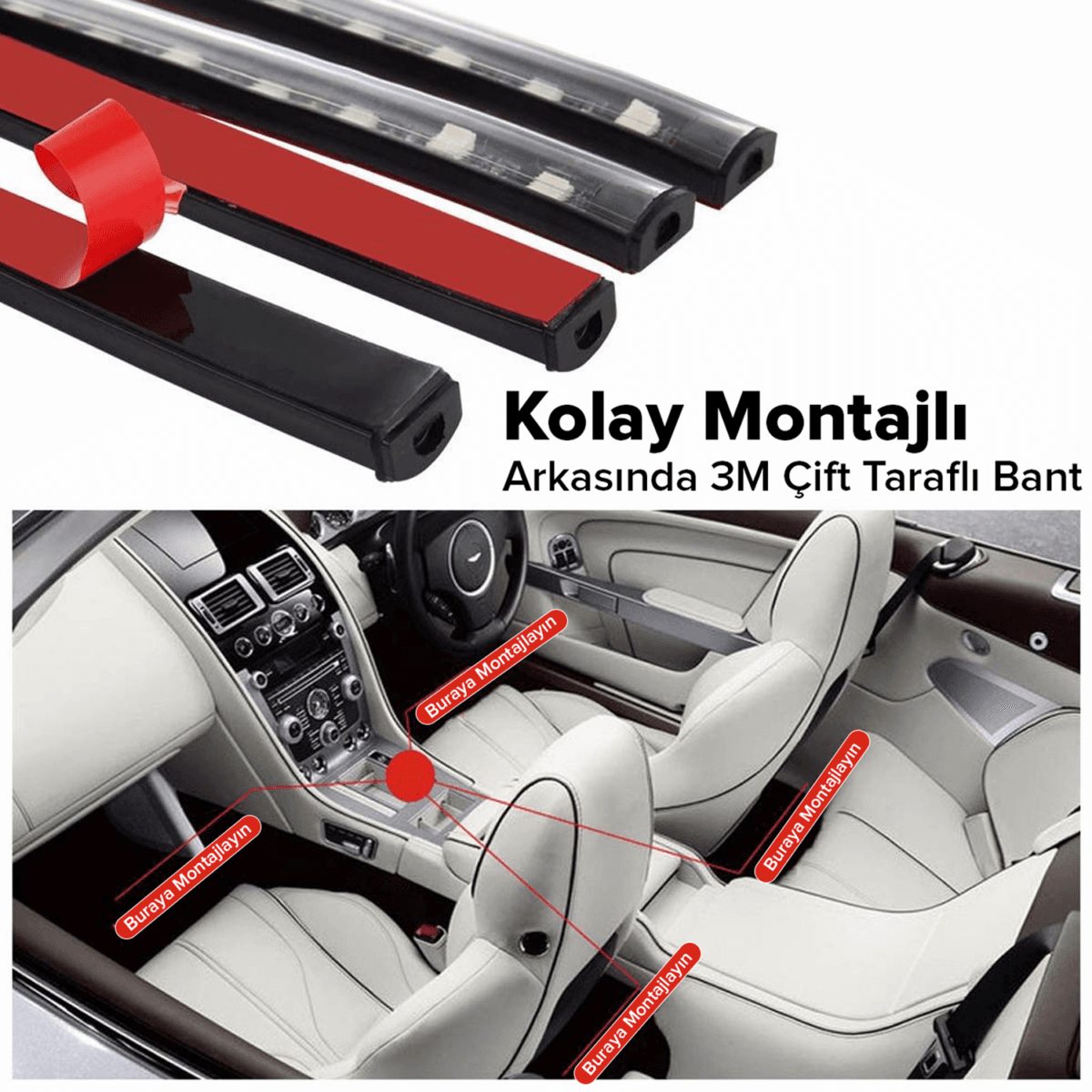 Araç İçi Ayak Altı Led Aydınlatma Kumandalı ve Sese Duyarlı - Görsel 2